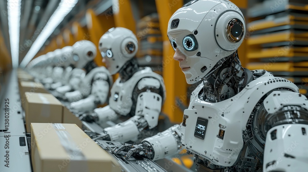 Fototapeta premium Advanced AI Language Model Enhancing Efficiency in Robotic Processing Systems