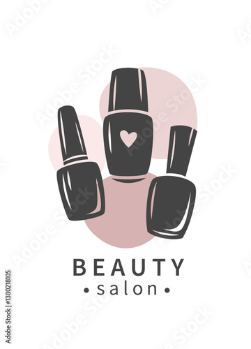 Nail polish. Nail studio logo. Minimalistic vector illustration for beauty salon