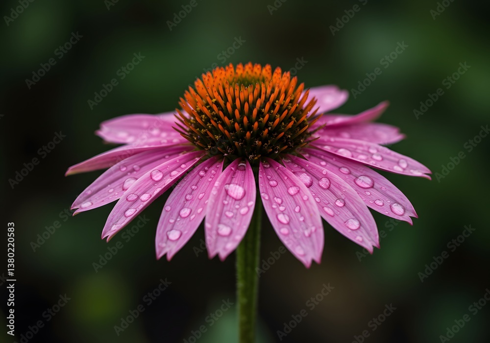 Close-up of a Purple Coneflower with Water Droplets, Garden Beauty, Nature's Elegance, Floral Photography Close-up of a Purple Coneflower with Water Droplets, Garden Beauty, Nature's Elegance, Floral Photography