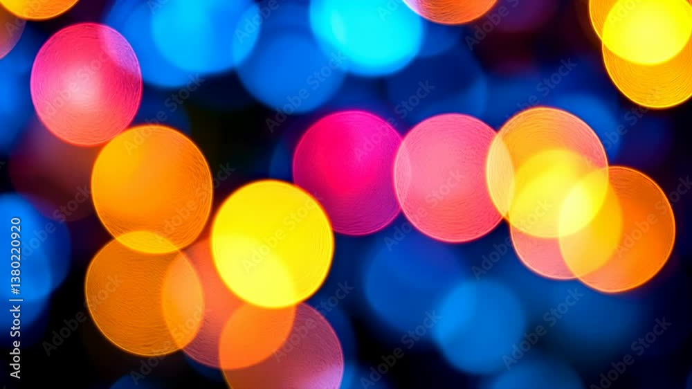 Vibrant bokeh light movement in colorful abstract background