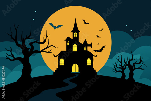 halloween background with haunted house