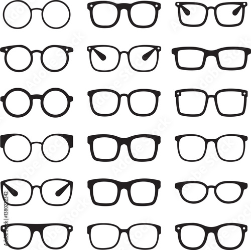 Eye Glasses icon set vector on black and white.
