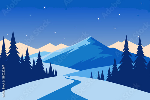 winter landscape with mountains