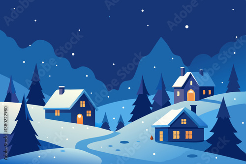 winter landscape with houses