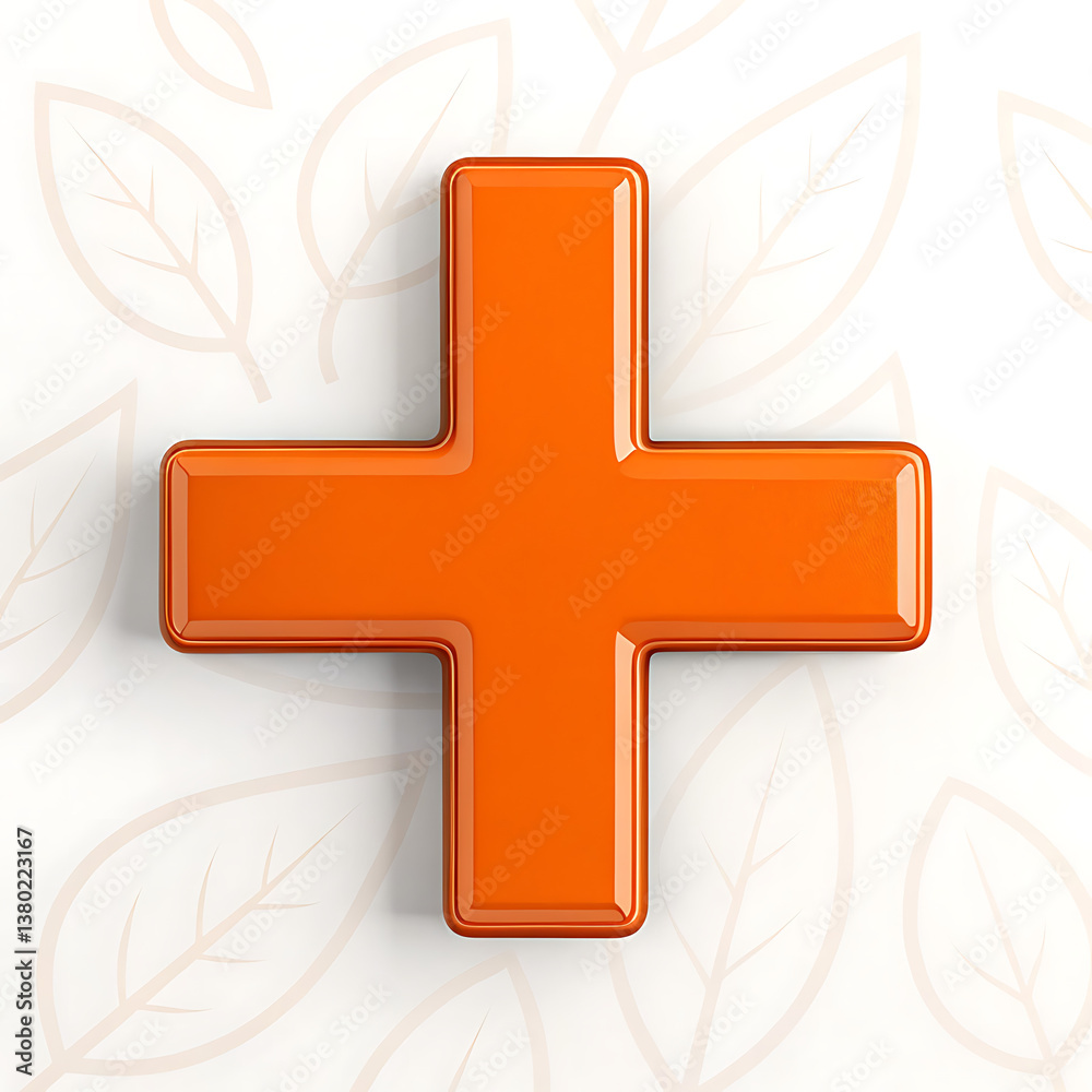 Fototapeta premium Vibrant Orange Plus Sign on Abstract Background