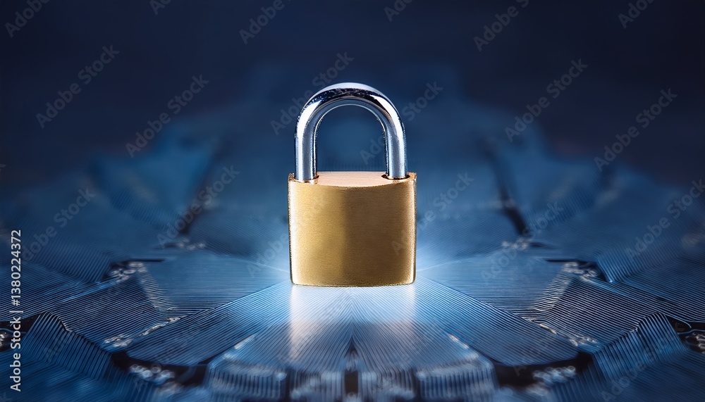 Fototapeta premium Locked padlock symbolizing protection and cyber security