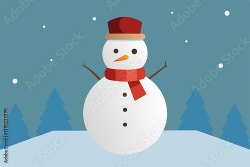snowman with christmas tree