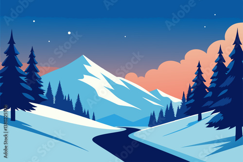 winter landscape with mountains
