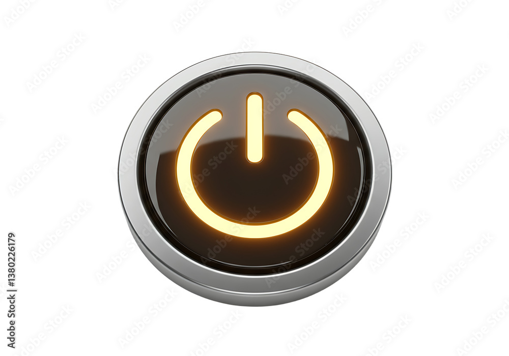 Illuminated Power Button Shines On Modern Technology Equipment Illuminated Power Button Shines On Modern Technology Equipment