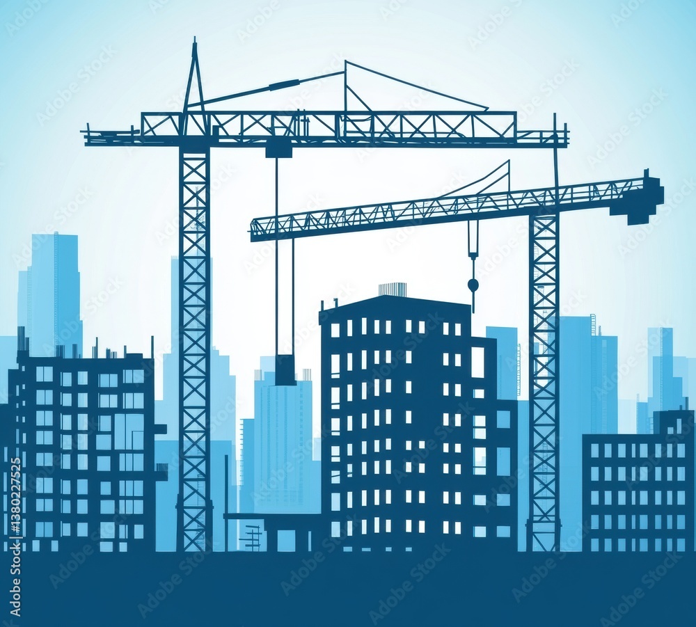 Obraz premium Construction site with a crane in action signifying urban development and architectural innovation