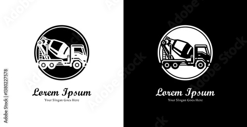 The logo design is in the form of a concrete mixer truck combined with a circle