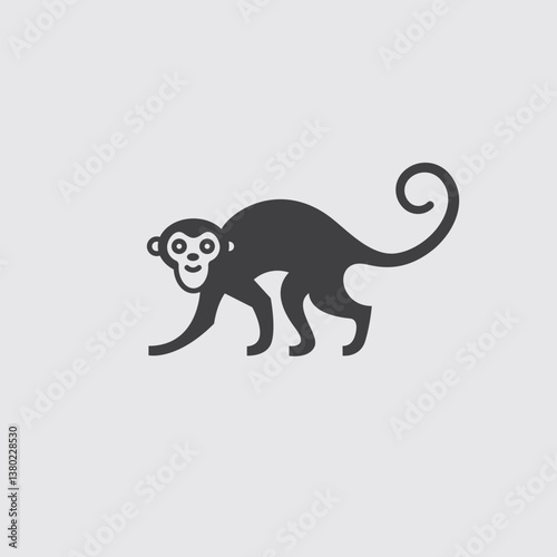 Minimalist monkey logo, animal emblem