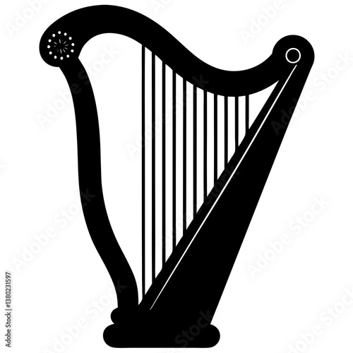 harp logo icon design template vector Free Vector