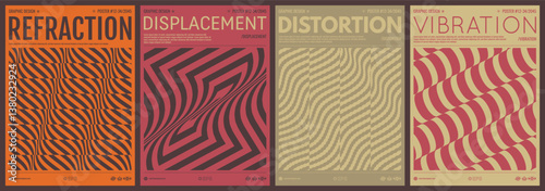 Abstract squares within squares. 3D wavy pattern with optical illusion. Glitchy abstract background. Distortion effect, bug and bug. Cover design template. Vector for brochure, poster, flyer or banner
