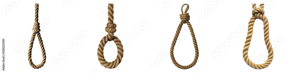 Rope loop for hanging isolated on transparent background. PNG ,Set of Rope loop for hanging isolated on transparent background. PNG ,Set of