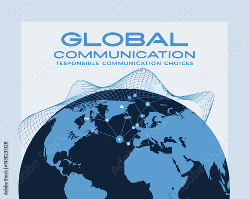 vector illustrative poster that celebrates global communication technology . Showcase a world travel by advanced communication systems.
