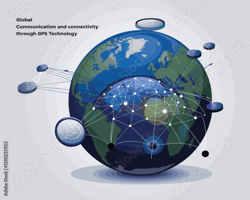 vector illustrative poster that celebrates global communication technology . Showcase a world travel by advanced communication systems.
