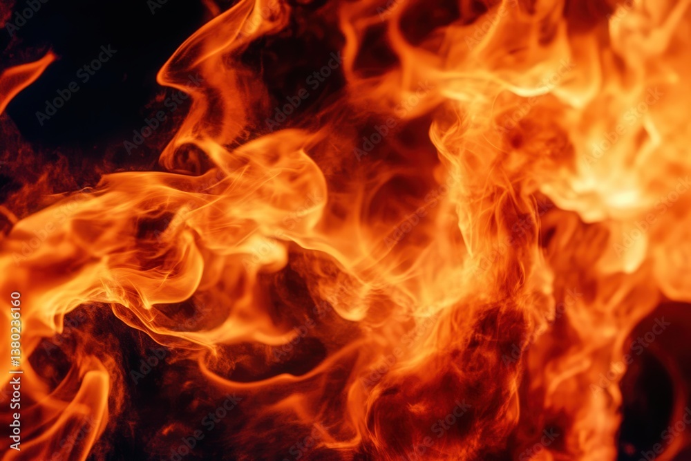 A vivid close up of a large, bright fire blazing on a black background A vivid close up of a large, bright fire blazing on a black background