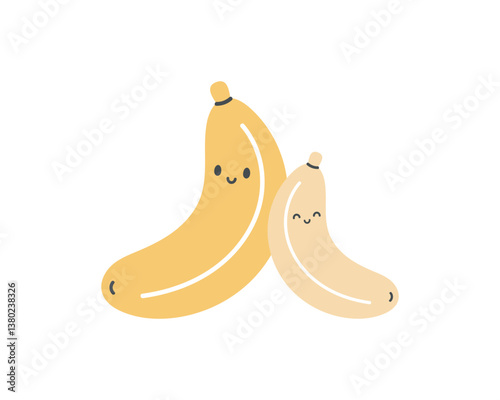 Cute print with bananas. Summer background. Cartoon vector illustration isolated on white background. For card, posters, banners, printing on the pack, clothes, fabric, wallpaper, dishes.