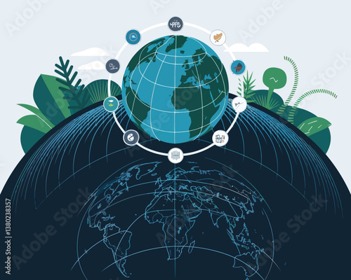 vector illustrative poster that celebrates global communication technology . Showcase a world travel by advanced communication systems.
