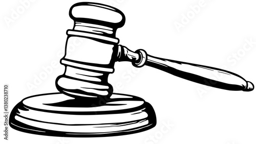 black silhouette judge gavel without background