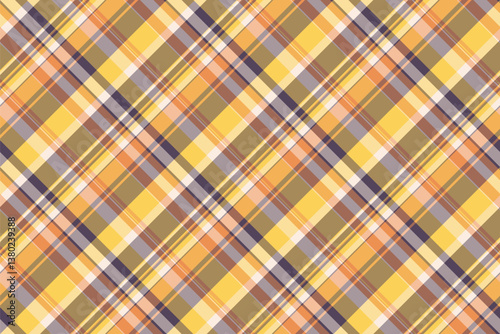 Vibrant diagonal plaid pattern in warm autumnal hues.  Perfect for fallthemed designs, textiles, websites, and packaging.