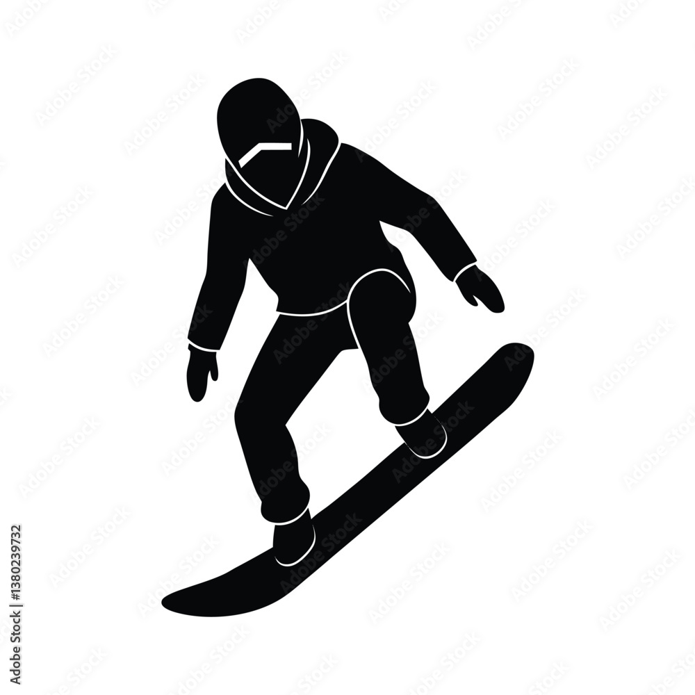 Fototapeta premium Snowboarder Silhouette Vector Graphic.