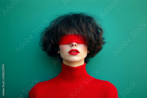 Obraz na płótnie Metaphorical imposter syndrome emotions of a mental disease. Behavioral therapy. Self-awareness practices. Mental recovery. Mental disorder - imposter syndrome: abstract image of mental stat. w salonie