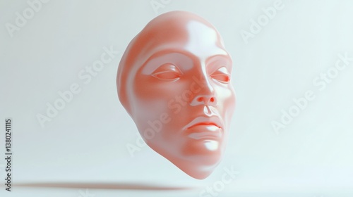 Floating Pink Face Mask on Light Background