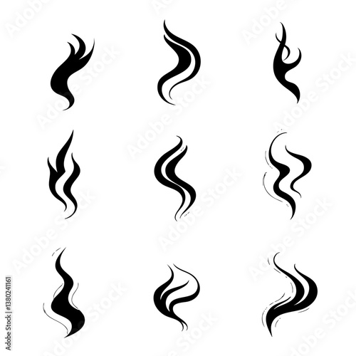 Aromas vaporize icons. Smells vector line icon set, hot aroma, stink or cooking steam symbols, smelling or vapor, smoking or odors signs isolated on white background 