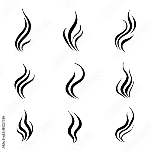 Aromas vaporize icons. Smells vector line icon set, hot aroma, stink or cooking steam symbols, smelling or vapor, smoking or odors signs isolated on white background 