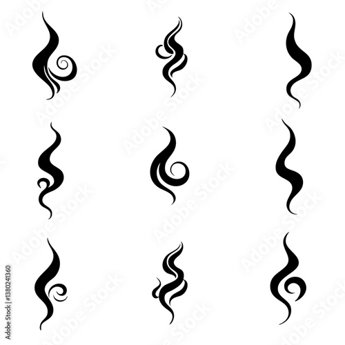 Aromas vaporize icons. Smells vector line icon set, hot aroma, stink or cooking steam symbols, smelling or vapor, smoking or odors signs isolated on white background 