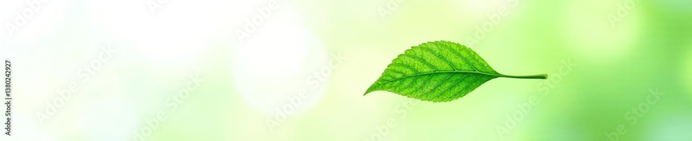 Fototapeta premium Delicate green leaf isolated on white background, nature, foliage