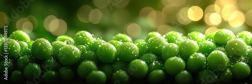 Fresh Green Peas with Dew Drops - Close-Up Macro Photography