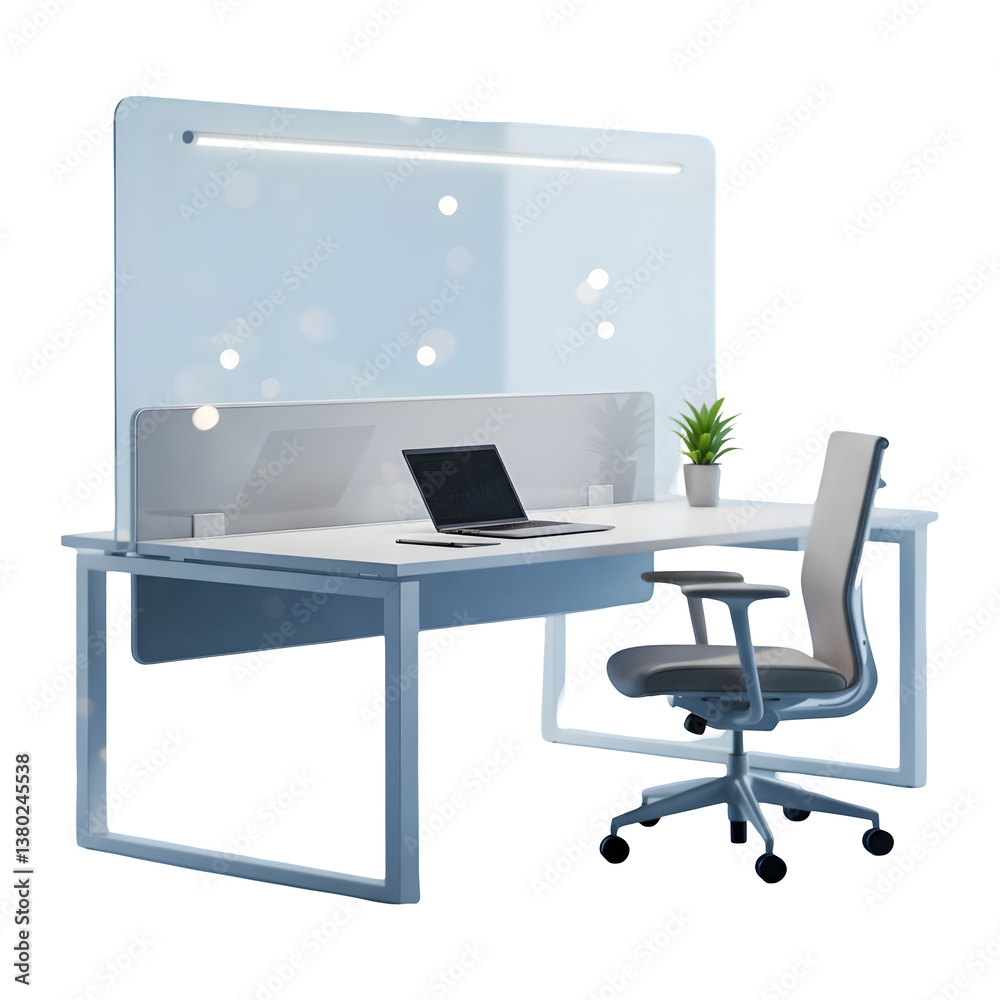 Modern Illuminated Workspace Divider with Ergonomic Chair Modern Illuminated Workspace Divider with Ergonomic Chair