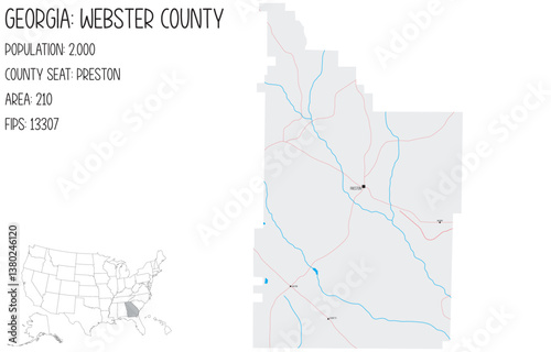 Large and detailed map of Webster County in Georgia, USA.