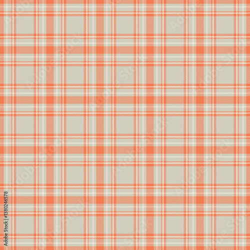 Genuine pattern textile texture, model seamless tartan plaid. Christmas vector background check fabric in light and orange colors.