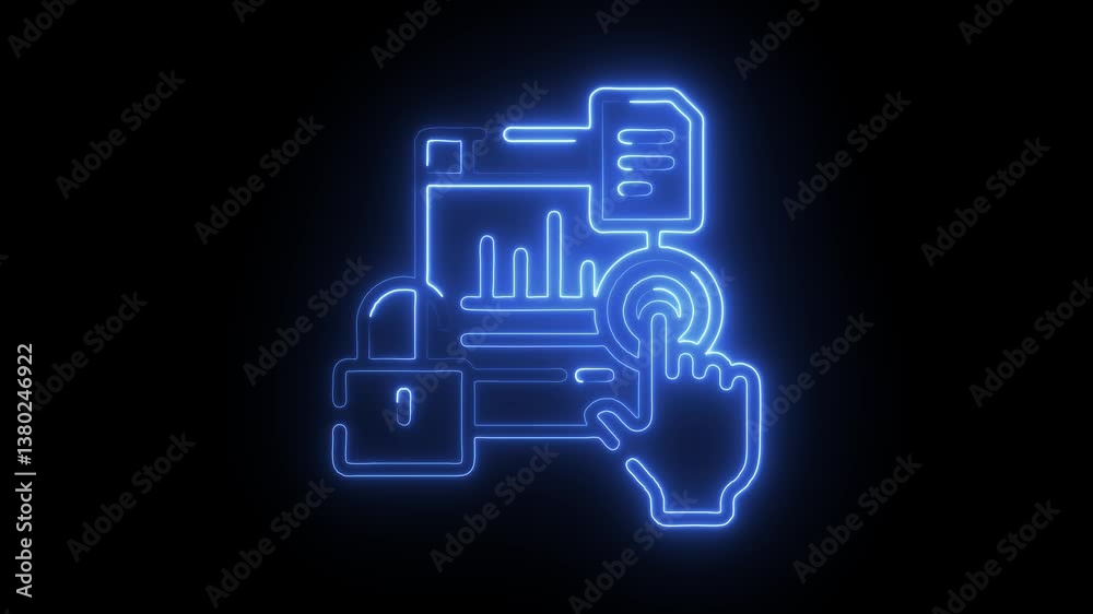 Glowing neon easy access icon isolated on black background. HD Video motion graphic animation Glowing neon easy access icon isolated on black background. HD Video motion graphic animation