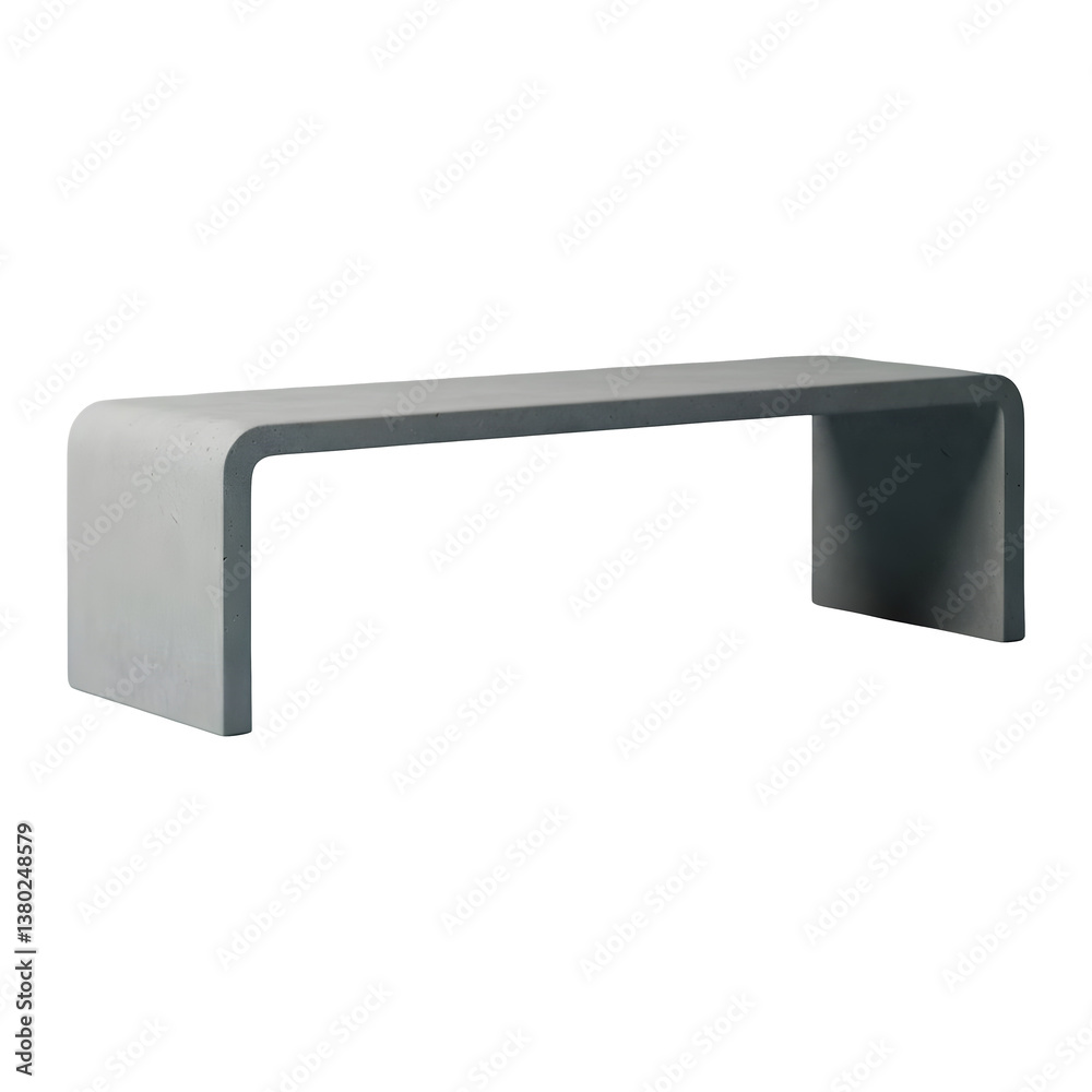 Modern Minimalist Concrete U-Shaped Bench Design
