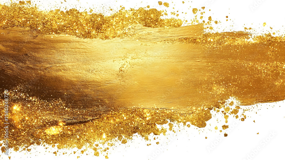 Obraz premium Paint glittery gold backdrop paper using a golden brush.