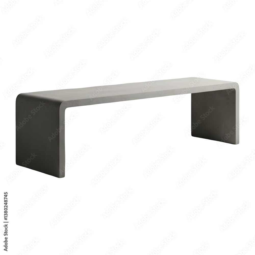 Modern Minimalist Concrete Bench with Curved Ends Modern Minimalist Concrete Bench with Curved Ends