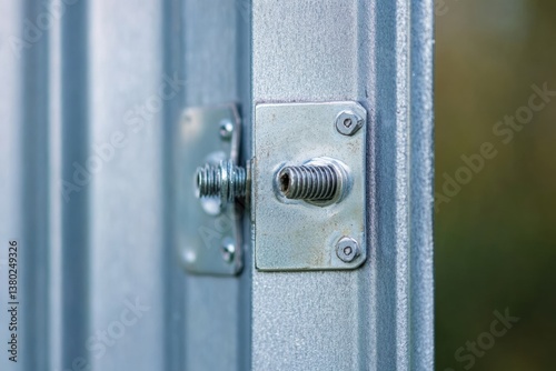 Close up view of metal screws fastening a metal roof panel securely Generative AI