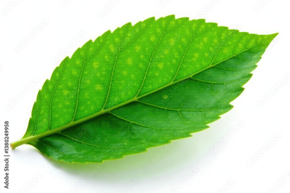 Obraz premium Single leaf isolated against white background, botanical, green