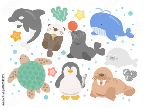 水族館  海の生き物   種類  イラストセット
