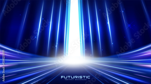Futuristic abstract background with blue light streaks, for modern award and technology visuals.
