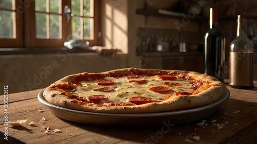 Obraz na płótnie Delicious Homemade Pizza with Tomatoes and Cheese w salonie