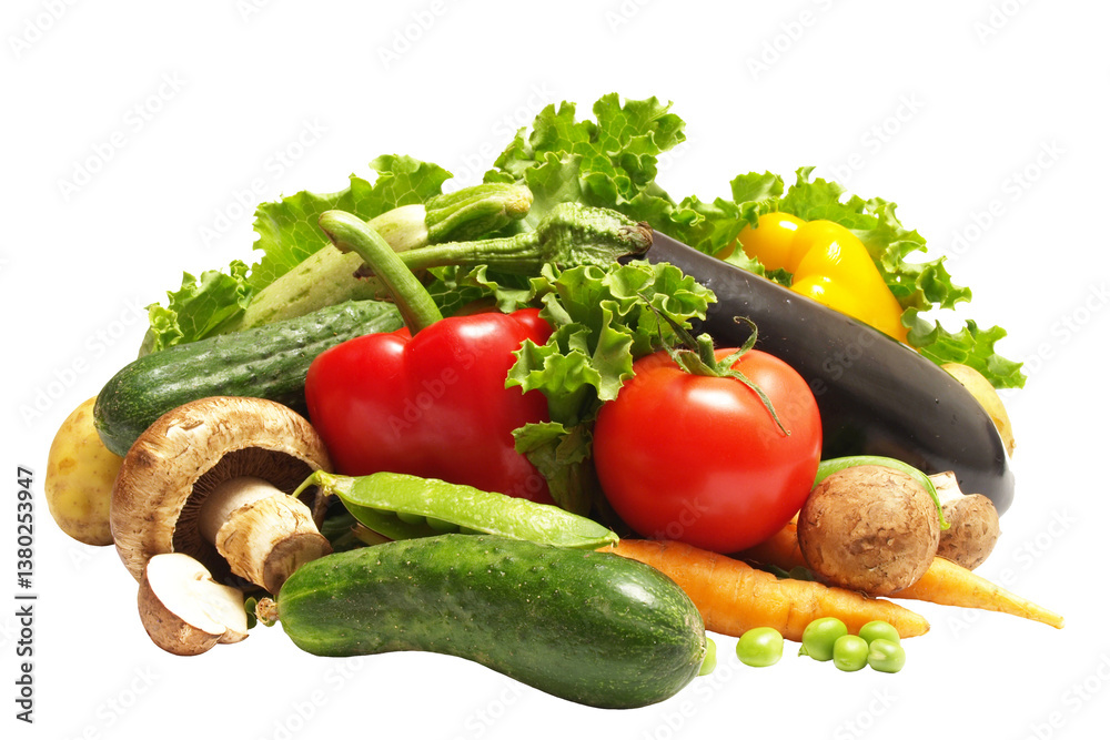 Fresh vegetables isolated on white background