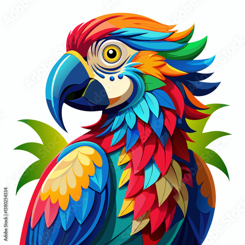 Colorful Macaw Parrot Bird Vector Logo Illustration 