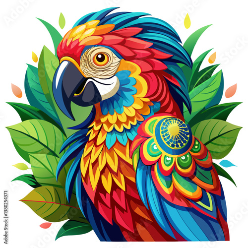Colorful Macaw Parrot Bird Vector Logo Illustration 
