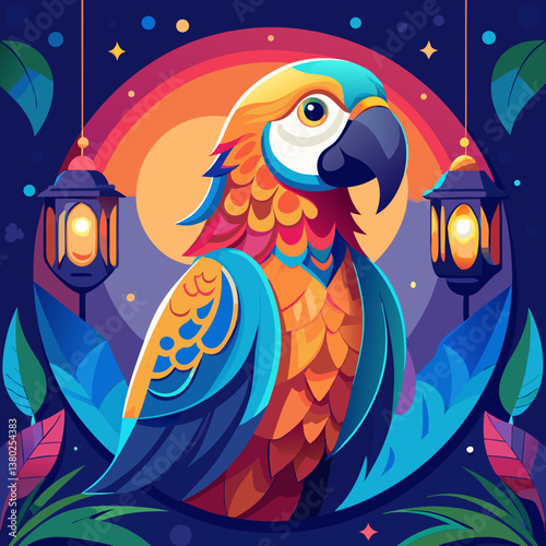 Colorful Macaw Parrot Bird Vector Logo Illustration 